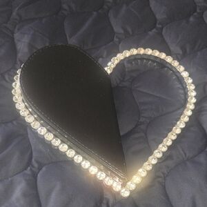 Elegant Black Heart Clutch with Crystal Accents